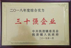 公司被錢清鎮(zhèn)黨委、鎮(zhèn)政府評(píng)為“2018年錢清鎮(zhèn)綜合實(shí)力三十強(qiáng)企業(yè)”
